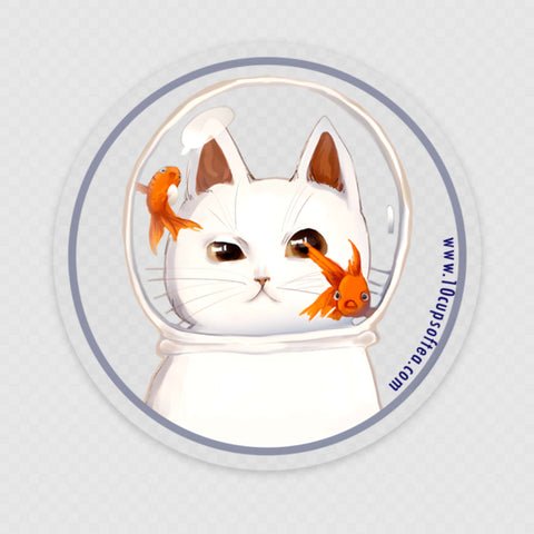 Clear Background  Kitty and Fish Sticker
